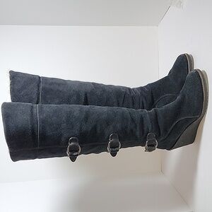 Cole Haan x Nike Air Michelle Boots Women’s 7.5B Black Suede Shearling Knee High